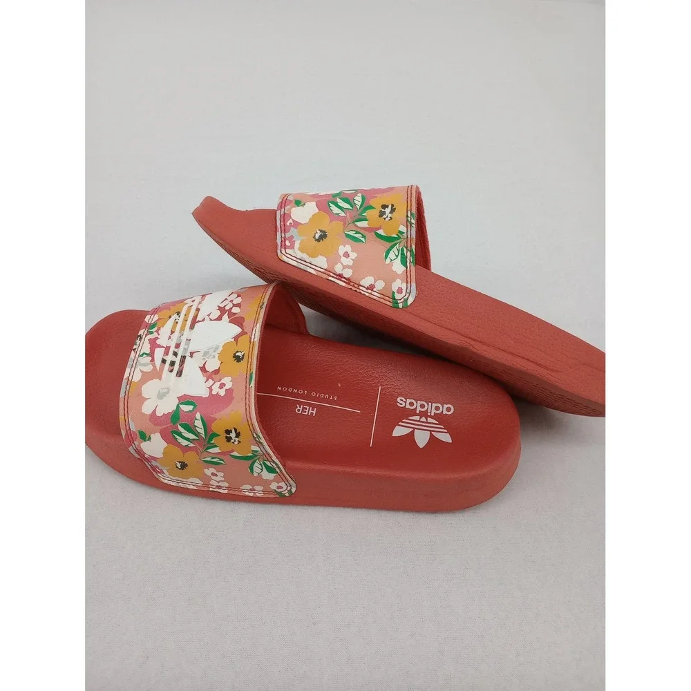 Adidas Adilette Slides Girls Hazy Rose Floral Her Studio London Size 4